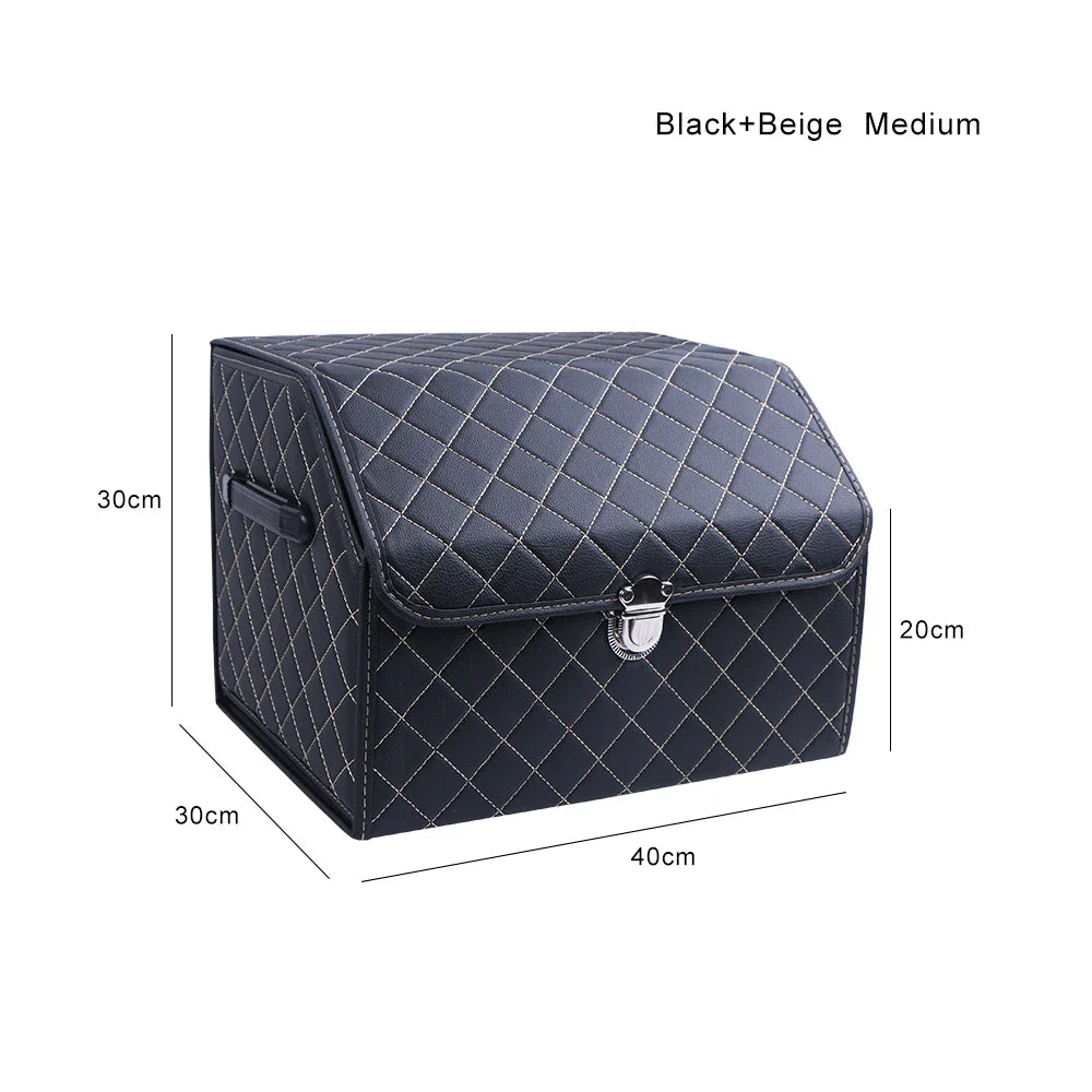 PU Leather Car Trunk Storage Box Top Grade Car Organizer Folding Storage Bag Automobile Stowing Tidying Box For Sedan SUV MPV