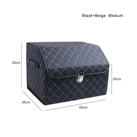 PU Leather Car Trunk Storage Box Top Grade Car Organizer Folding Storage Bag Automobile Stowing Tidying Box For Sedan SUV MPV