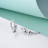 Trumium Authentic 925 Sterling Silver Long Tail Cat Hoop Earrings  Colorful Zircon Wedding Earrings For Women Fashion Jewelry