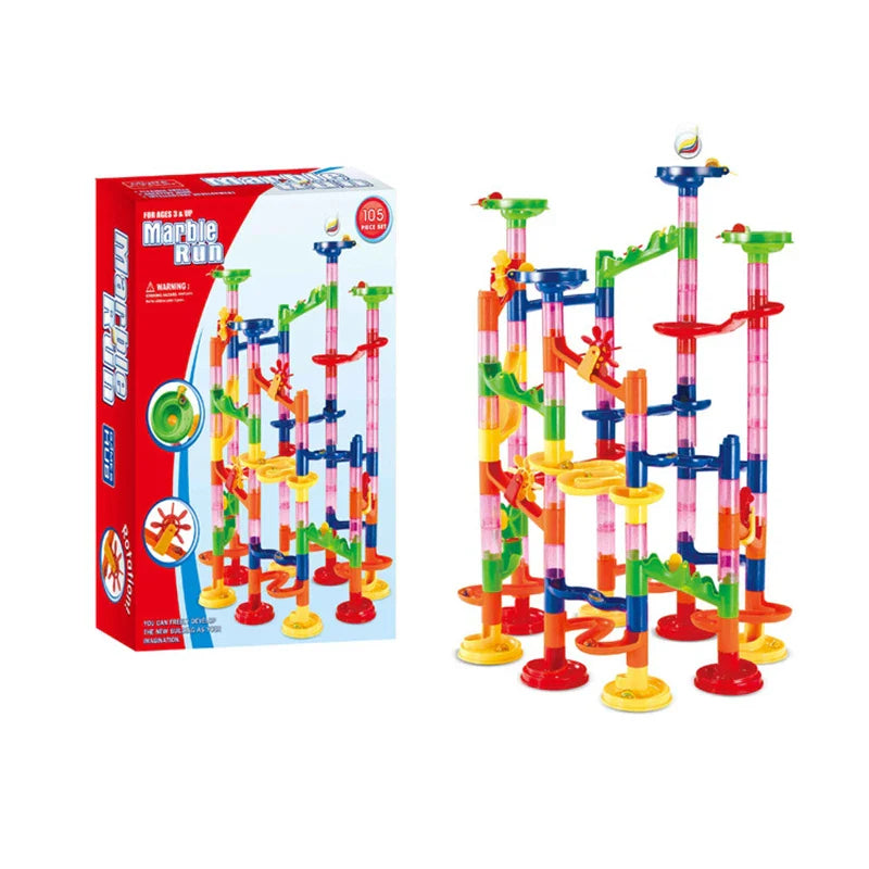 Marble Run Race Track Building Blocks Kids 3D Maze Ball Roll Toy Marble Run Race Coaster Set 80/Christmas Gift