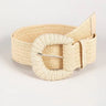 Bohemian Style Hand-woven Black and White Round Buckle Women Belts Designer Woven Elastic PP Straw Grass Girls Waistband