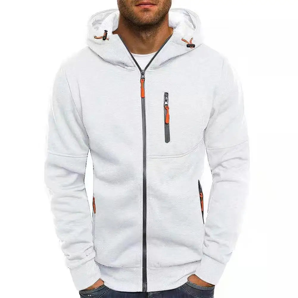 Men Sporty Hooded Coats Spring Autumn Zip Pocket Slim Pocket Warm Cardigan Sweatshirt Coat BSD-ZW67