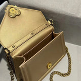 Ladies Shoulder Bag With Metal Magnetic Buckle Fashion Chain Luxury Designer Handbag Solid Color Genuine Leather Women Bag