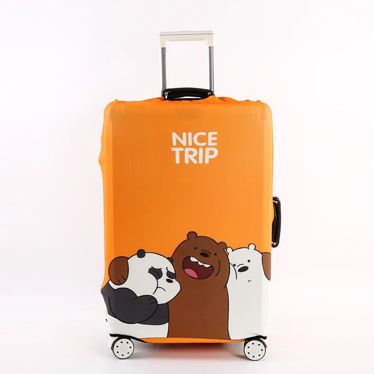 Luggage Protective Cover  Bear Pattern Suitcase Dustproof Cover Trolley Stretch Fabric Case Elastic Travel Accessories