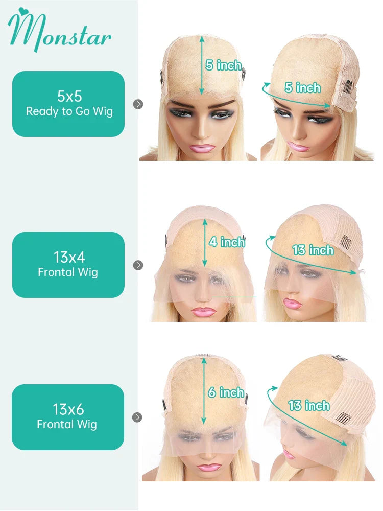 5x5 13x4 13x6 613 Blonde Bob Hair Wig Human Hair Lace Frontal Wig Brazilian Straight Bob Wig Lace Front Human Hair Wig for Women