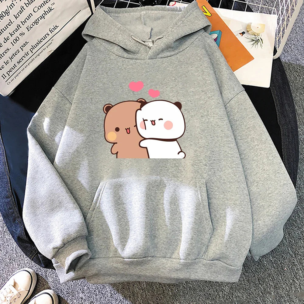 Cartoon Panda Bubu And Dudu Women Plus Size Hoodie Sweatshirt Kawaii Harajuku Round Neck Harajuku Unisex Printed Clothes Tops