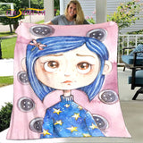 3D Cartoon Coraline Blanket,Flannel Blanket Throw Blanket,Children's Warm Blanket for Home Living Room Bedroom Beds Sofa Office