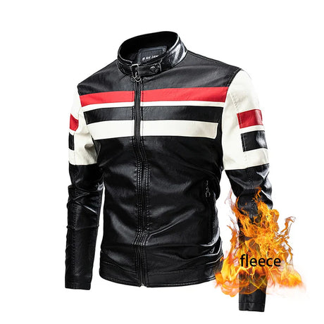 Men's Motorcycle Leather Jacket 2022 Brand New Casual Warm Fleece Biker Bomber PU Jacket Male Windproof Winter Vintage Overcoat