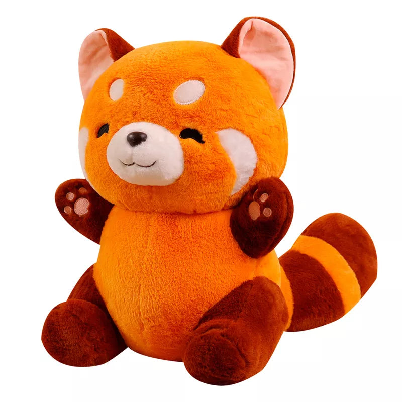 New Stuffed Anime Figure Doll Turned Red Panda Plushie Doll Fluffy Hair Red Raccoon Animals Hug Throw Pillow Kids