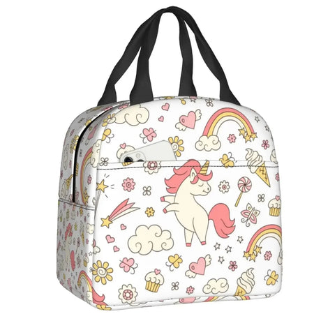 Unicorn Rainbow Insulated Lunch Tote Bag For Shooting Star And Magic Wand Thermal Cooler Food Lunch Box Work School Travel