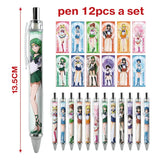 12pcs Anime Figure Sailor Moon Kawaii Cartoon Peripheral Ballpoint Pen Animation Derivatives Student Stationery Festival Gift