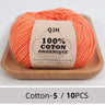 QJH 10PCS 100% Organic Cotton Yarn Pure/Mixed Color Yarn, Knitting Yarn - Crochet Yarn Soft 10 Strands Hank Yarn Machine Washabl