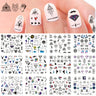 12pcs Hedgehog Animal Nail Water Stickers Pine Cones Gold Fall Design Watercolor Winter Manicure Transfer Sliders JIBN1681-1692