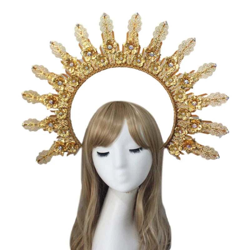 Gorgeous Sun Godmother's Crown Lolita KC Notre Dame Virgin Mary Halo Princess Queen Pope Tiara Headband