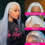 30 32Inch 13x4/13x6 Grey Straight Lace Frontal Human Hair Wig Preplucked Colored HD Transparent Lace Wigs For Women Bling Hair