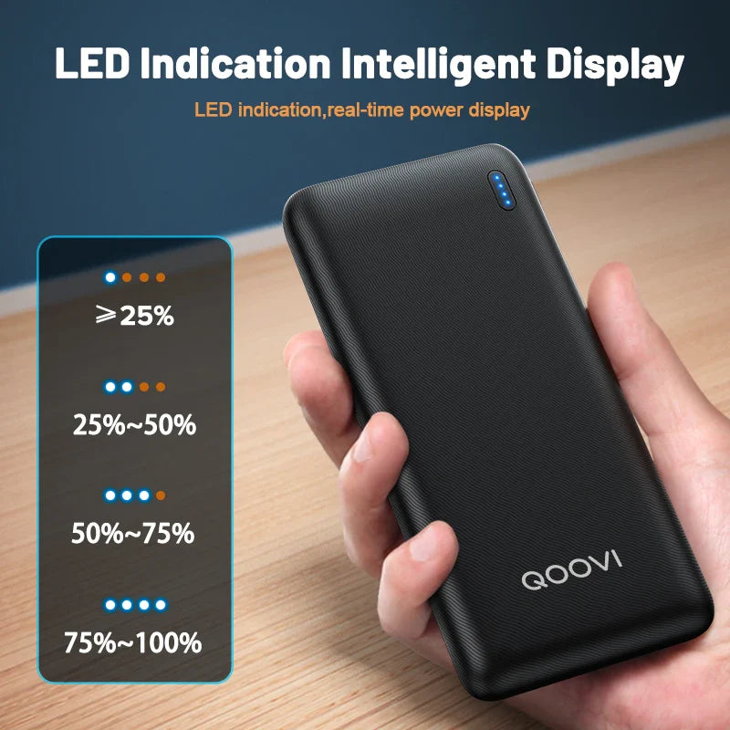 QOOVI 10000mAh Power Bank Ultra-thin Portable Charger For iPhone 13 Xiaomi Samsung Huawei External Battery 10000 mAh PowerBank