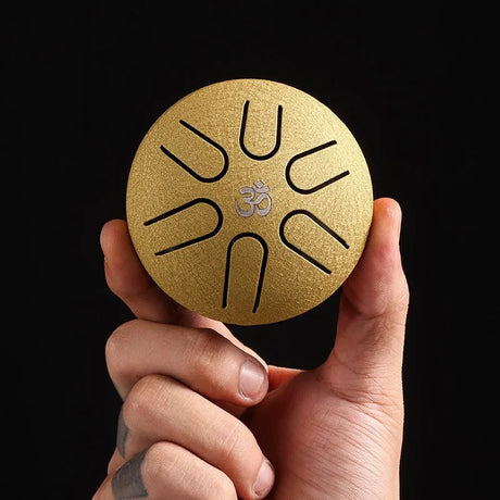 HLURU 3 Inches Steel Tongue Drum 6 Notes Hand Held Ethereal Drum Zen Meditation Tool Spirit Exercise Percussion Instrument Toy