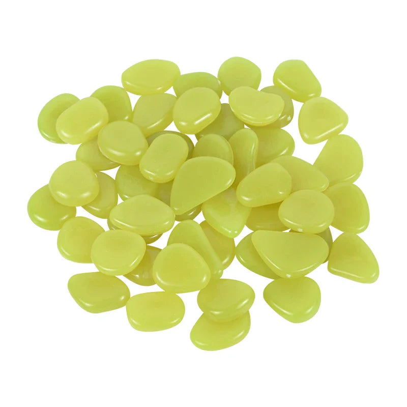 50Pcs 2cm Luminous Stones Garden Pebbles Glow In The Dark Garden Outdoor Sidewalk Rocks Decoration Aquarium Glowing Stone