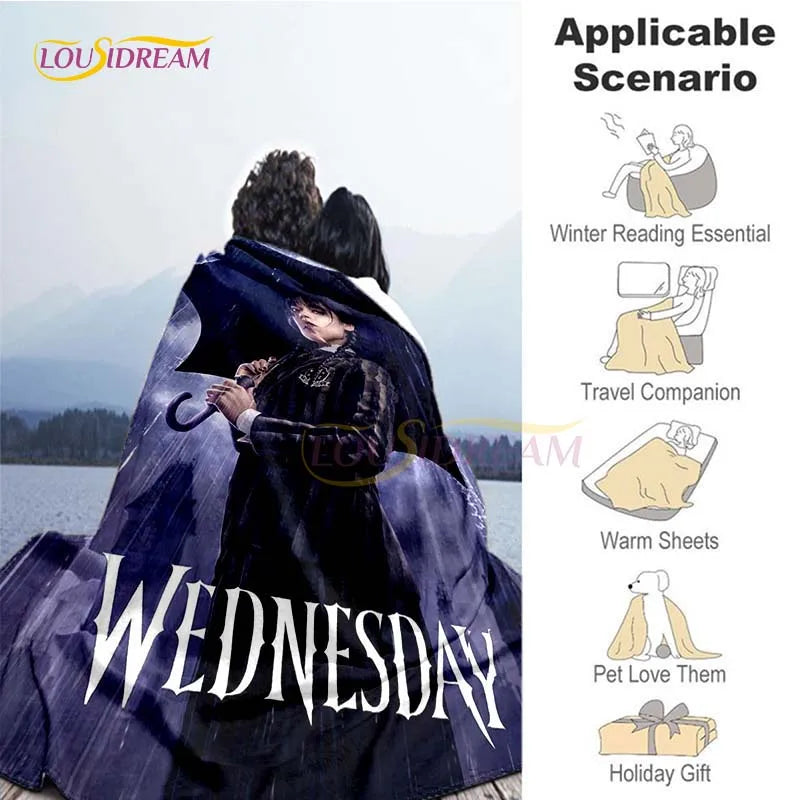 Wednesday Addams Series Throw Blanket Horror Soft Blankets for Beds Home Decor Bedding Cover picnic blanket