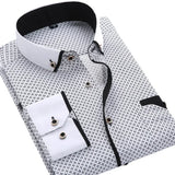 White Big Size 5XL Men Dress Shirt 2024 New Long Sleeve Slim Fit Button Down Collar Good Quality Printed Business Shirts