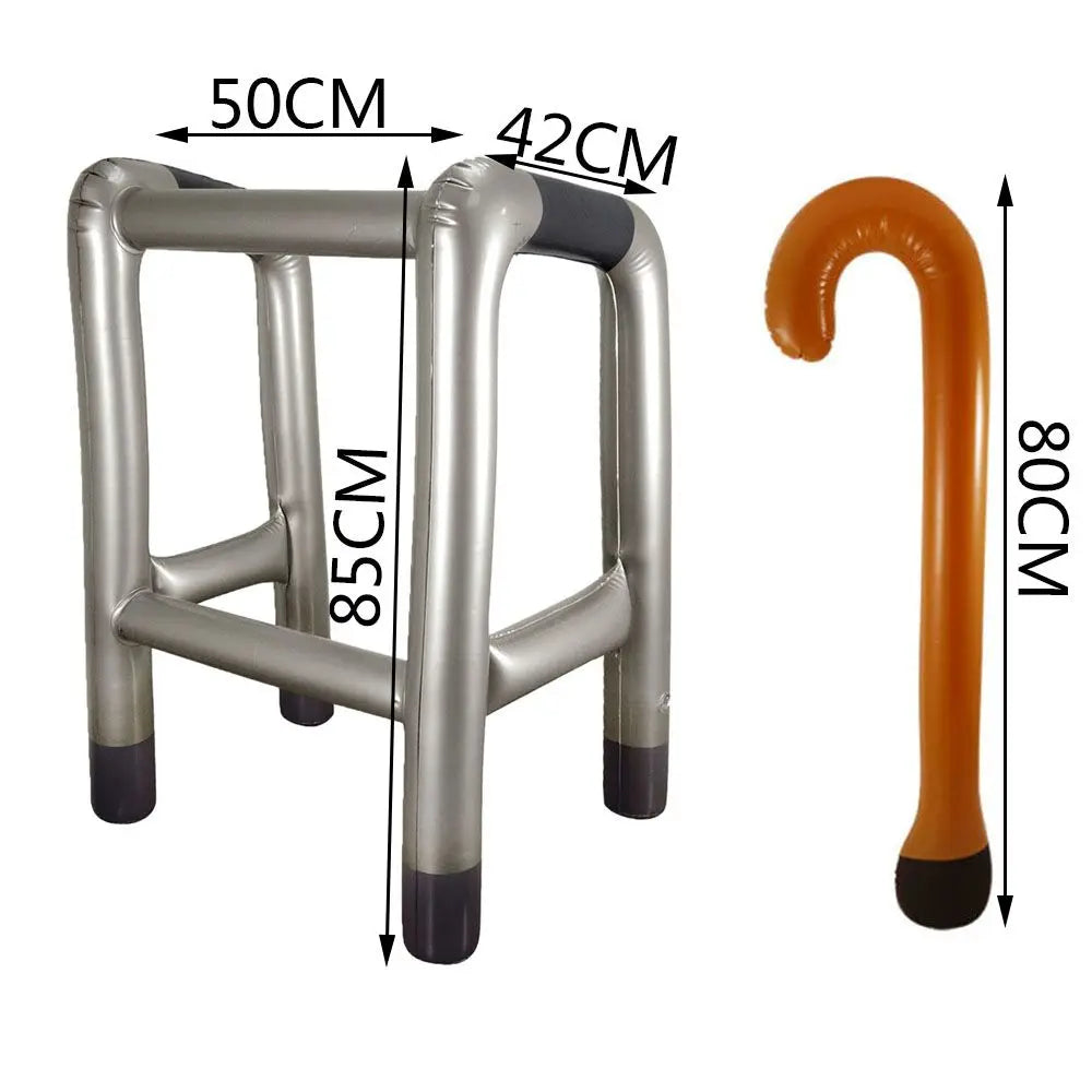 2Pcs Novelty Cosplay Supplies PVC Costume Party Inflatable Toys Walking Stick Blow Up Prop Zimmer Frame