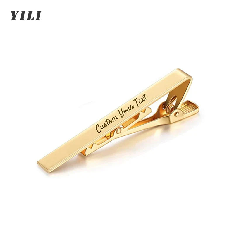 Personalized Engraved Tie Clip/Cufflinks for Men Customized DIY Logo Tie Clips Custom Engraving Names Stainless Steel Jewelry