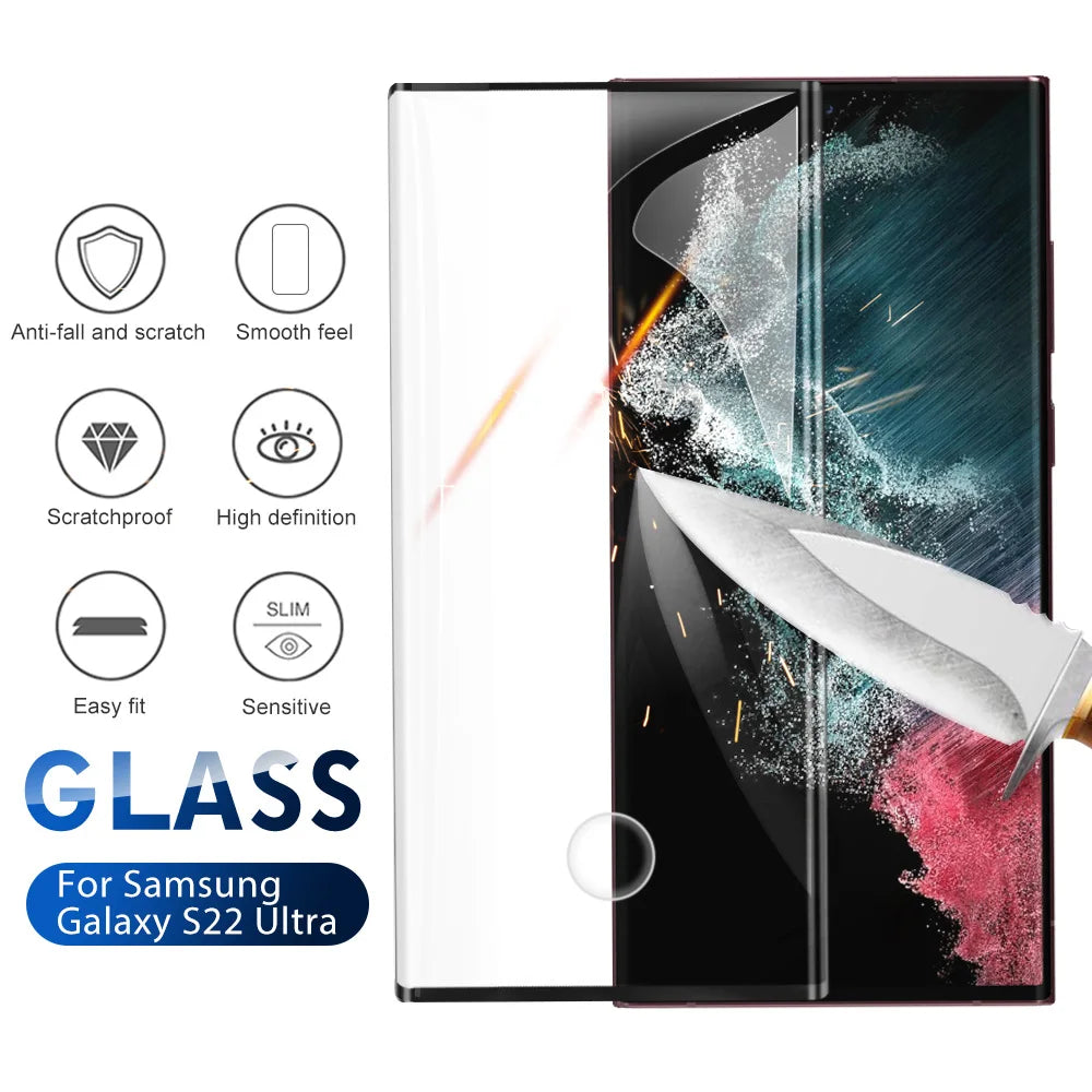 2pcs Full Cover Tempered Glass For Samsung Galaxy S22 Ultra S23 S21 S20 Ultra Plus S8 Plus Note 20 Ultra Screen Protector Glass