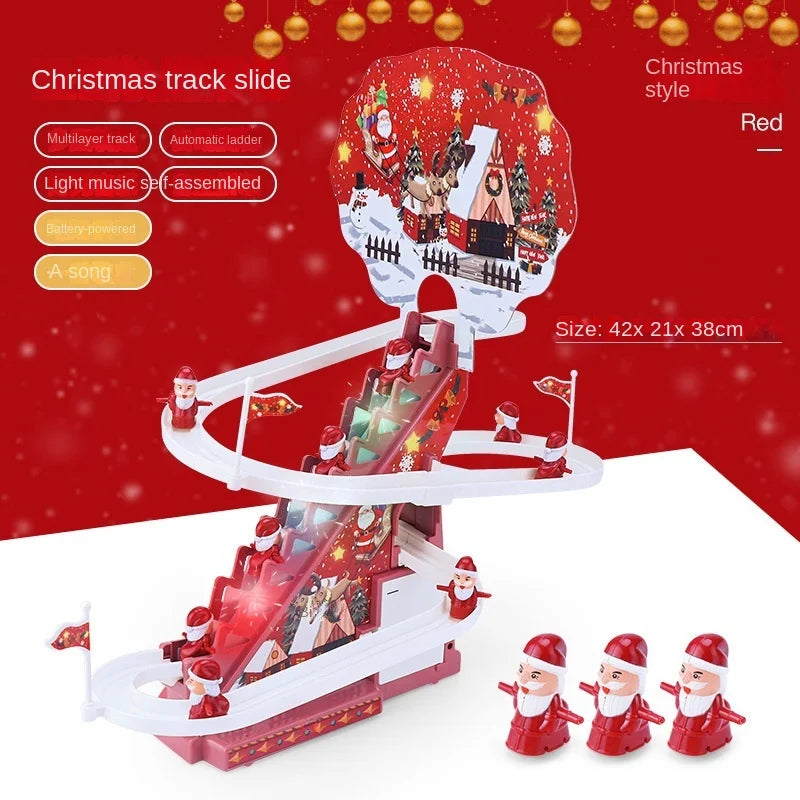 New Santa Claus Climbing Stairs Early Education Electric Track Light Music Christmas Halloween Gift Kids Electronic Toys