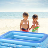 Inflatable Baby Swimming Pool Portable Rectangle Summer Water Fun Bathtub Toddler Water Game Play Center 3 Rings Cartoon Printed