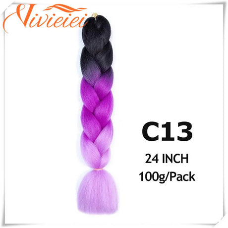 6 Pcs 24” Synthetic Braiding Hair Pink Jumbo Braids Hairstyles Purple Blue Blonde Ombre Hair Extensions For Women 100G/Pack