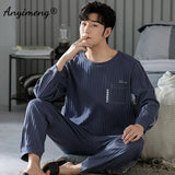 Big Size Autumn New Mens Casual Pajamas Set Cotton Long Sleeve Kawaii Bear Cartoon Printing Sleepwear for Men Pijama for Boy