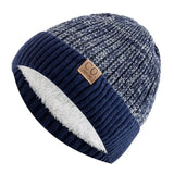 Warm Men's Winter Hat Vintage Striped Polyester Knitted Beanies Fleece Lined Thicken Winter Cap Women Men