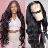 Fuduete 13x6 HD Transparent Body Wave Lace Front Human Hair Wigs For Black Women 360 Lace Frontal Wig 30 Inch 4x4 Closure Wig