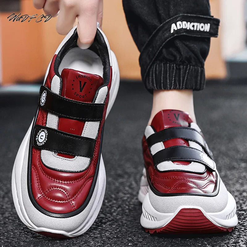 Chunky Sneakers Mens Designer Running Shoes Fashion Casual Microfiber Leather Fabric Breathable Height Increased Platform Shoes