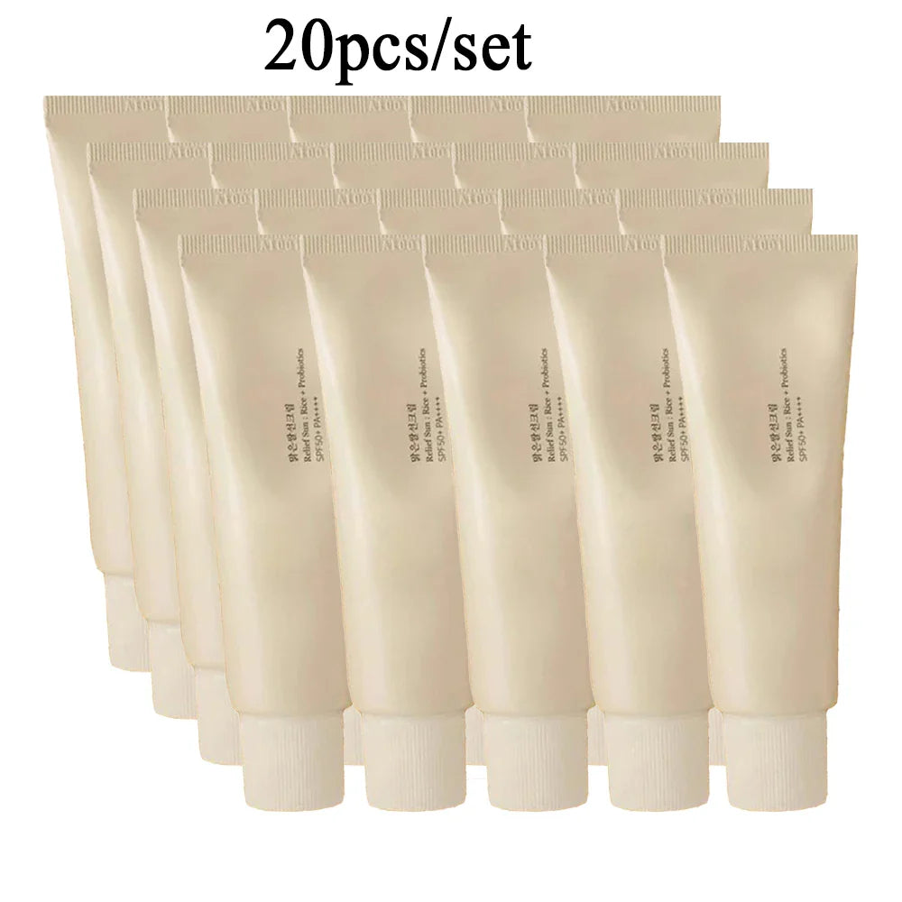 20Pcs/set 50ml Relief Sun Rice Probiotics SPF50+ PA++++ Facial Body Sunscreen Whitening Moisturizing CC Cream