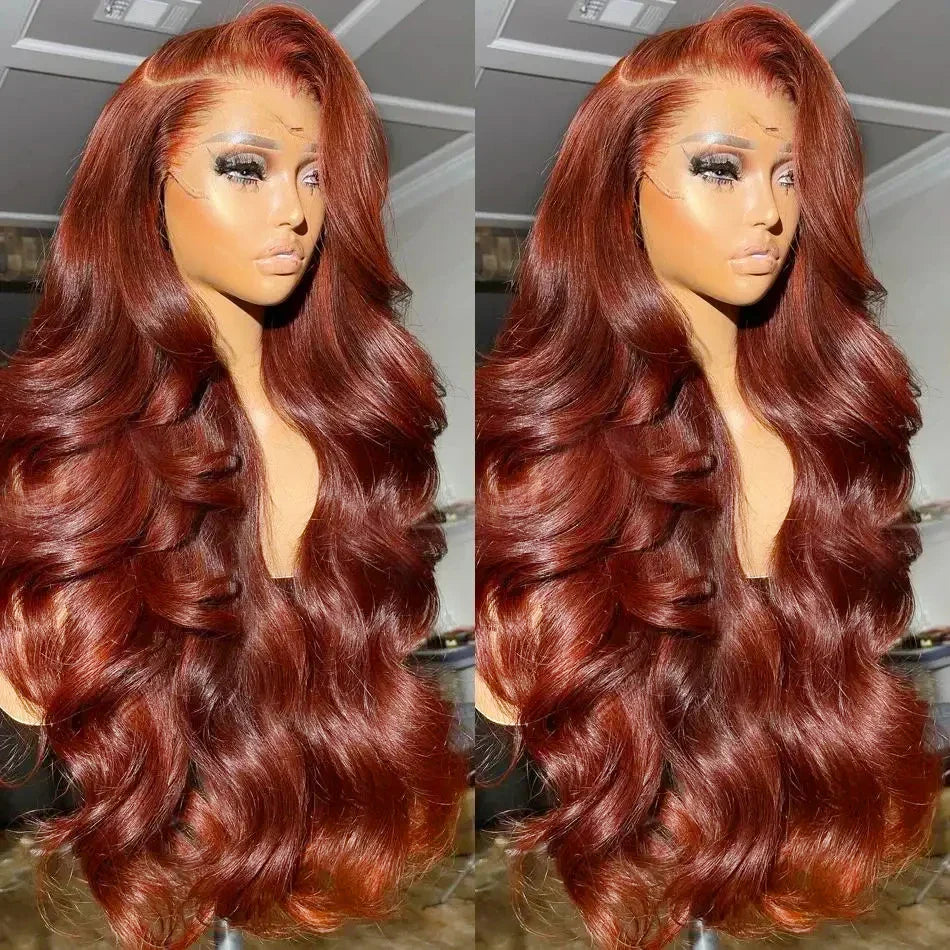 30 32 Inch Brazilian Reddish Brown 13x4 13x6 HD Lace Front Wigs Human Hair Body Wave 250% Glueless Closure Frontal Wig For Women