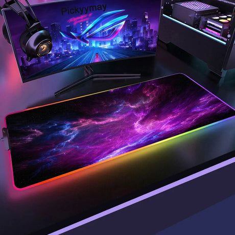 Space Large RGB Mouse Pad Gaming Mousepad LED Mouse Mat Gamer Mousemats Table Pads PC Desk Mat RGB Keyboard Mat XXL 90x40cm