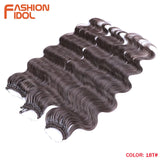 FASHION IDOL 24 Inch Body Wave Crochet Hair Synthetic Goddess Crochet Braids Natural Wavy Ombre Blonde Braiding Hair Extensions