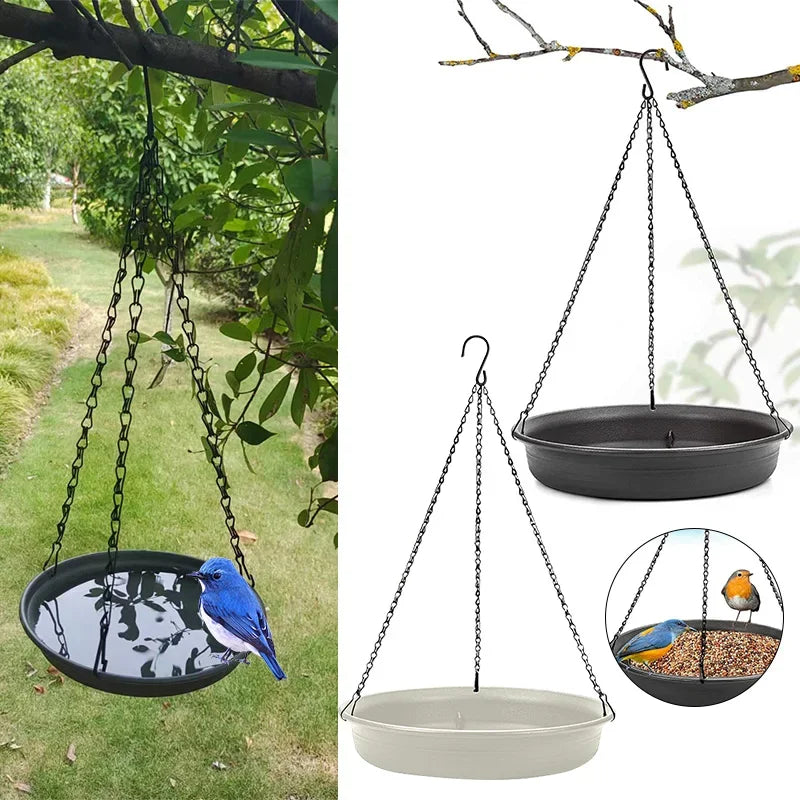 Hanging Bird Feeder Outdoor Bath Tray Plastic Bird Water Drinker Outdoor Feeder Garden Yard Decoration Bird Feeder  Pet Supplies