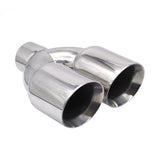 Car Double Outlet 63MM Exhaust Muffler Tip Universal 2.5inch Inlet 89/101mm Outlet Stainless Steel Double Wall for Golf BMW