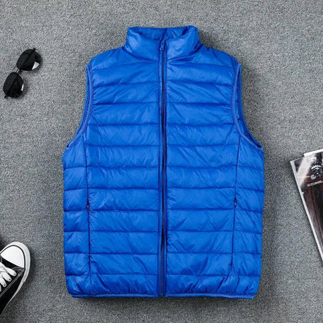 2024 New Winter stand collar Men's Vest White Duck Down Padding Vests Lightweight Sleeveless Jackets Warm Gilet Coat Plus Size