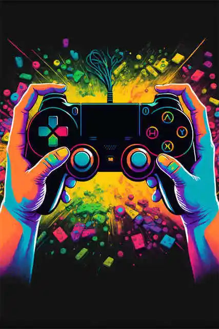 DIY 5D Diamond Painting Colorful Punk Neon Gamer Controller Mosaic Full Diamond Embroidery Cool Gaming Cross Stitch Home Decor