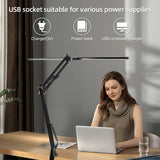 Double Head LED Desk Lamp Stepless Dimmable Computer Monitor Light 24W USB Table Lamps Reading Lights Eye Protection For Bedroom