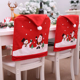 Christmas Santa Claus Snowman Chair Cover Red Printing  Stool  Restaurant Decor For Home Party Ornaments