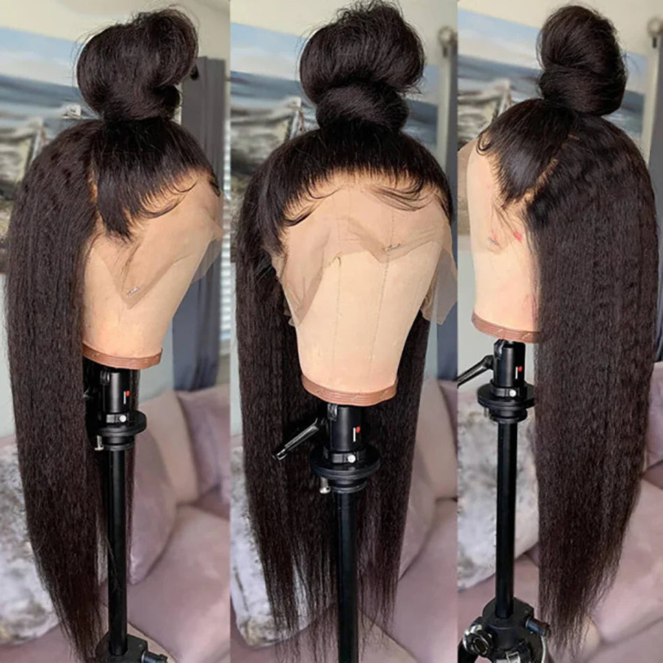 HD Transparent 13x4 13x6 Lace Frontal Wig Kinky Straight Lace Front Human Hair Wigs Pre Plucked Yaki 4x4 5x5 Lace Wigs For Women