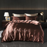 Luxury Gold Mulberry Silk Bedding Set Comforter Quilt Cover Flat Sheet Pillowcase Double Ru Europe Queen Bed Linen Duvet Covers