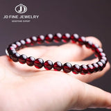 JD Natural Wine Red Garnet Beaded Bracelet Women Genunie Charm Red Pomegranate Yoga Meditation Bangles Reiki Healing Lovers Gift