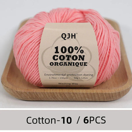 QJH 100% Cotton Yarn, Cotton Baby Sport Weight Yarn, Amigurumi Yarn, Summer Soft Yarn, Crochet/Knitting Yarn - 6 Pcs