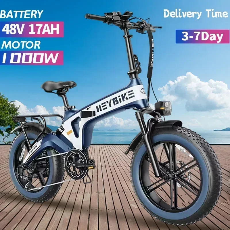 Heybike Tyson Folding Electric Bike for Adults, [Unibody Magnesium Alloy] 750W 28MPH 20''x 4.0 Fat Tire Ebike with 48V 15Ah Remo