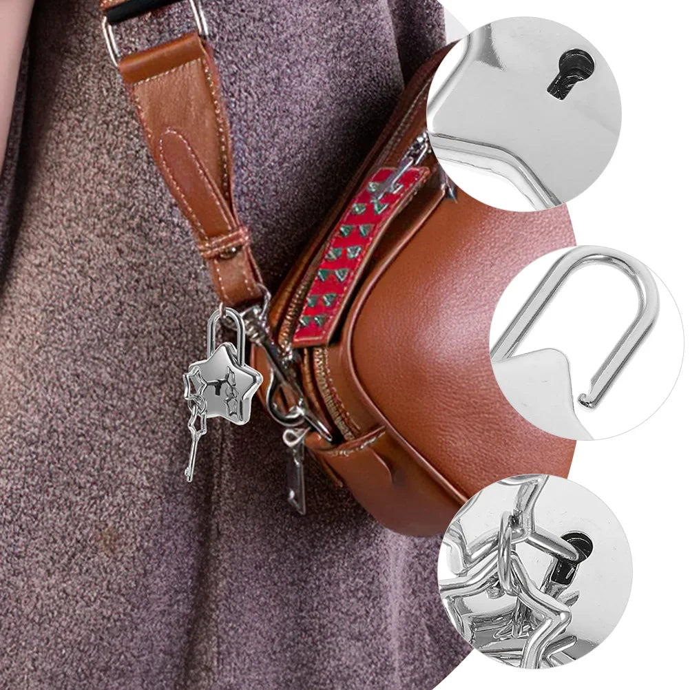 An Fittings Laptop Padlock Star for DIY Shaped Metal Key Small Locks with Keys Cute Travel